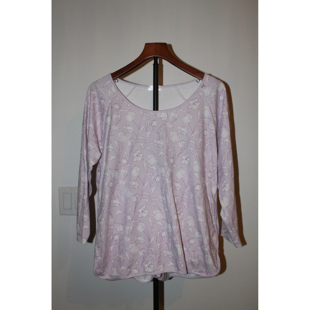 Women's Light Pink Floral Long-Sleeve Pajama Top